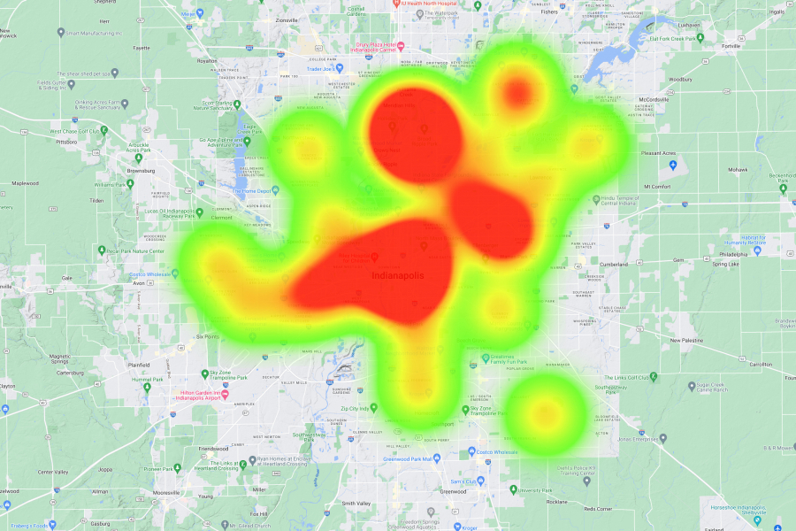 b-link indy heatmap of hoosier security cameras